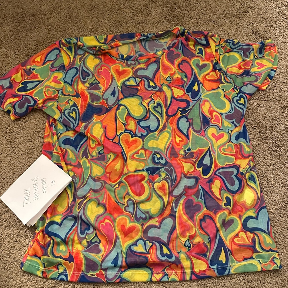 IHEARTRAVES Colorful Heart Pattern Women's Top
